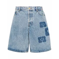 ganni short en jean à logo - bleu