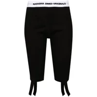 natasha zinko logo-waistband ribbed shorts - noir