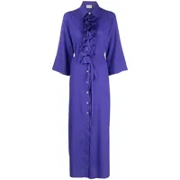 p.a.r.o.s.h. robe-chemise longue à volants - violet