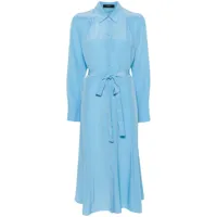 joseph robe-chemise mi-longue à taille ceinturée - bleu
