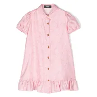 versace kids robe-chemise à imprimé baroque - rose