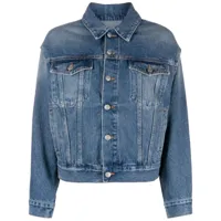 mm6 maison margiela veste en jean à boutons à logo - bleu