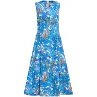 marni robe mi-longue à fleurs - bleu