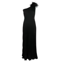nissa robe longue plissée à une épaule - noir