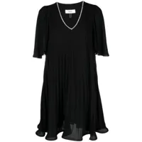nissa robe plissée à ornements en cristal - noir