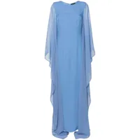 taller marmo robe longue adriatica à manches transparentes - bleu
