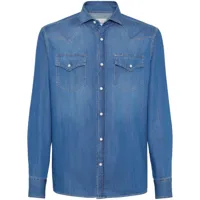 brunello cucinelli chemise en jean à boutons pression - bleu