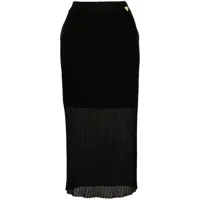 twinset jupe mi-longue plissée à plaque logo - noir