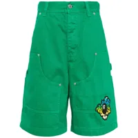 a bathing ape® short en jean à logo appliqué - vert