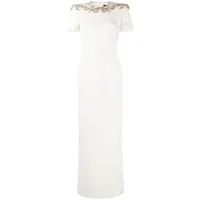 jenny packham robe longue lana à ornements en cristal - blanc