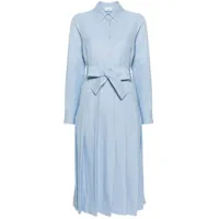 p.a.r.o.s.h. robe-chemise plissée à manches longues - bleu