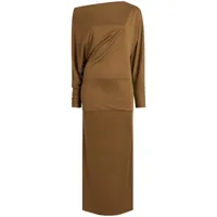 khaite robe longue junet à design drapé - marron