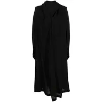 y's semi-sheer long cape coat - noir