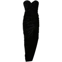 alexandre vauthier robe longue en velours à effet froissé - noir