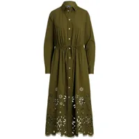 polo ralph lauren robe-chemise jessica à broderie anglaise - vert