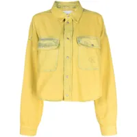 calvin klein chemise en jean délavé à logo brodé - jaune