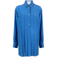 chanel pre-owned chemise en soie à imprimé abstrait - bleu