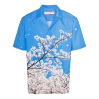 orlebar brown chemise maitan à fleurs - bleu