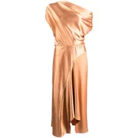 a.l.c. robe mi-longue jasmine à design asymétrique - marron