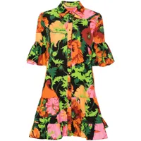 la doublej robe-chemise choux à imprimé floral - orange