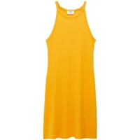 filippa k robe courte en maille nervurée à logo brodé - orange