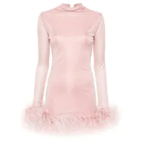 16arlington robe courte à détails de plumes - rose