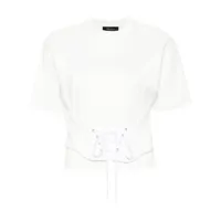 mugler t-shirt à détail de corset - blanc
