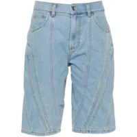 mugler short en jean à design à empiècements - bleu