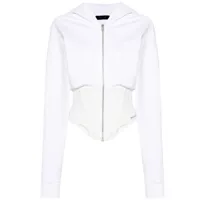 mugler hoodie zippé à ourlet corset - blanc