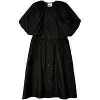 noir kei ninomiya robe plissée à manches bouffantes