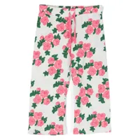 mini rodini pantalon en coton à fleurs - rose