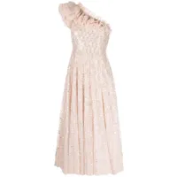 needle & thread robe longue raindrop à une épaule - rose
