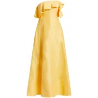 aje robe longue à épaules dénudées - jaune