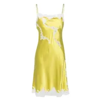 carine gilson robe-nuisette en soie à détail en dentelle - jaune