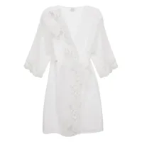 carine gilson veste transparente à détail de dentelle - blanc