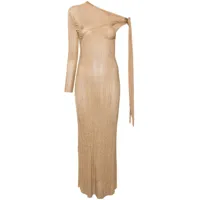 rabanne robe longue ceinturée à design à une épaule - or