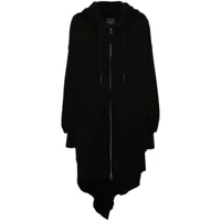 yohji yamamoto robe mi-longue à capuche - noir