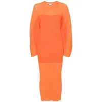 stella mccartney robe mi-longue en maille nervurée - orange