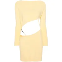 gcds robe courte nervurée à design asymétrique - jaune