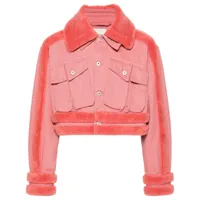 feng chen wang veste en jean à peau lainée artificielle - rose