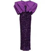 rotate birger christensen robe longue ornée de sequins à détail de nœud - violet