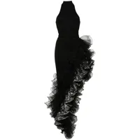 rotate birger christensen robe longue volantée à sequins - noir