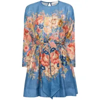 zimmermann robe courte august à fleurs - bleu