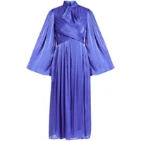 costarellos robe mi-longue à design plissé - bleu