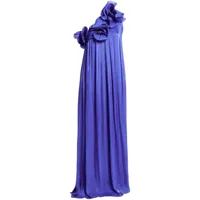 costarellos robe longue à fleurs appliquées - bleu