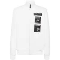 plein sport veste zippée à logo appliqué - blanc