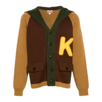 kenzo cardigan en coton à design colour block - marron