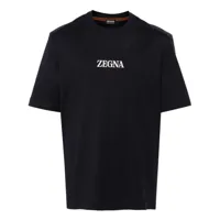 zegna t-shirt en coton à logo appliqué - bleu