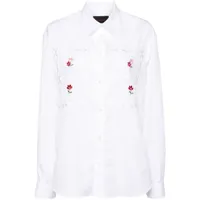 simone rocha chemise en coton à fleurs brodées - blanc