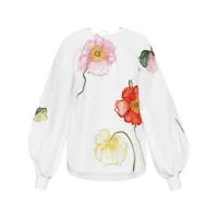 oscar de la renta t-shirt à fleurs - blanc